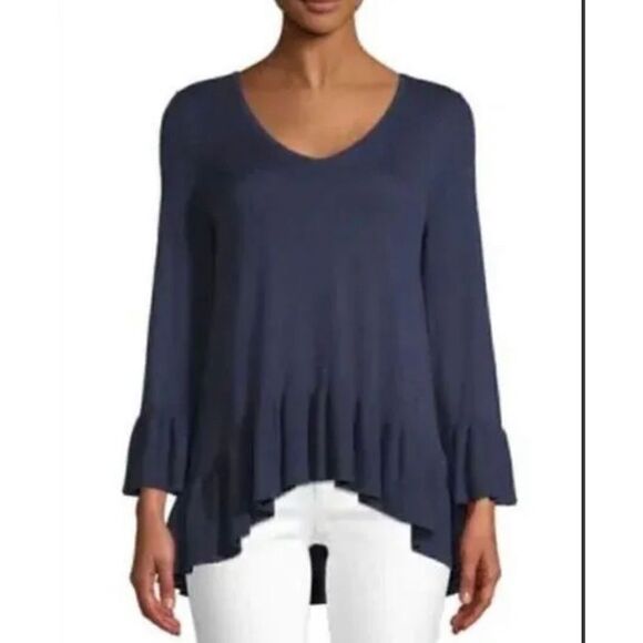 Lilly Pulitzer Adela Ruffle Hem Sweater, S. Navy. Lightweight, preppy - Picture 2 of 13